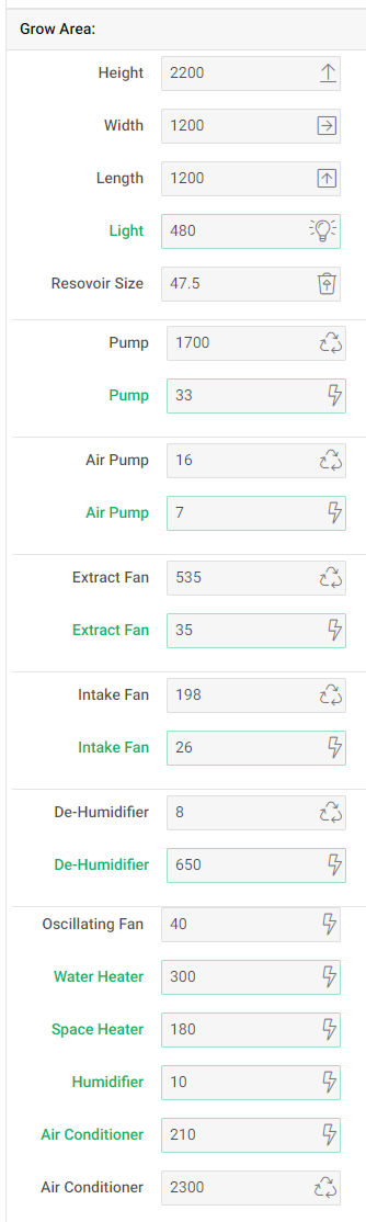 wattage-without chiller